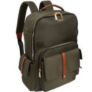 Joan & David Khaki Backpack with Tan Details
